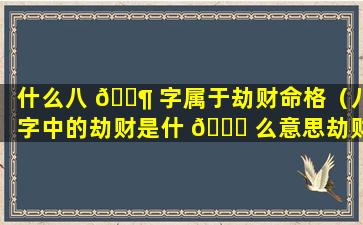 什么八 🐶 字属于劫财命格（八字中的劫财是什 🐅 么意思劫财为什么会导致破财）